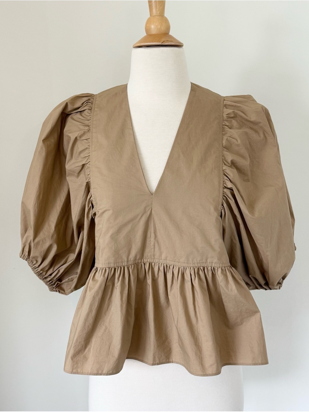 HUNTER BELL Landry Top Womens Medium Poplin Cotton Puff Short Sleeve Cropped - Picture 2 of 7